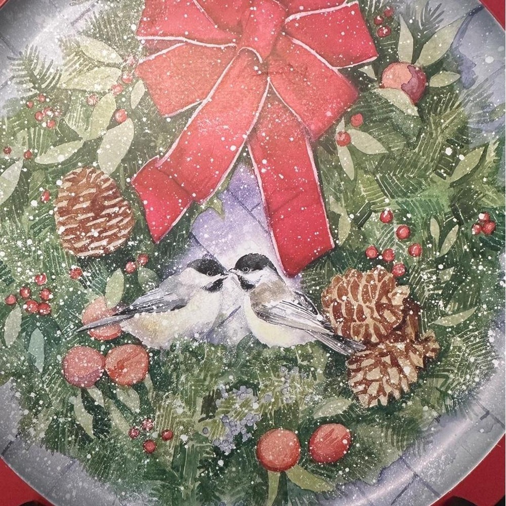 Christmas Decoration Tray Chickadee Winter Scene